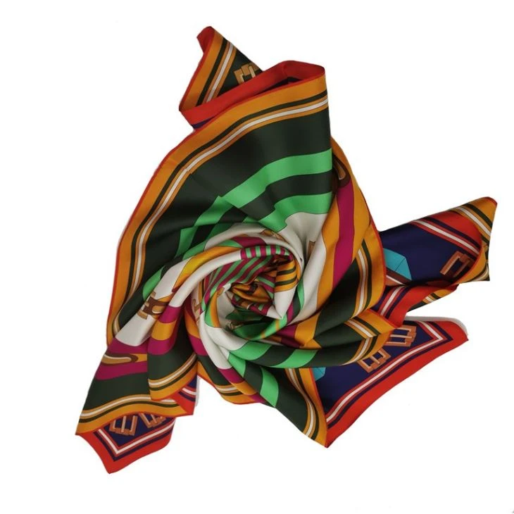 Custom Digital Double Sided Print Twill Silk Scarf Custom Digital Double Sided Print Twill Silk Scarf